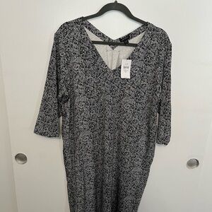 J. Jill Gray Sheath Midi Dress with V-Neck